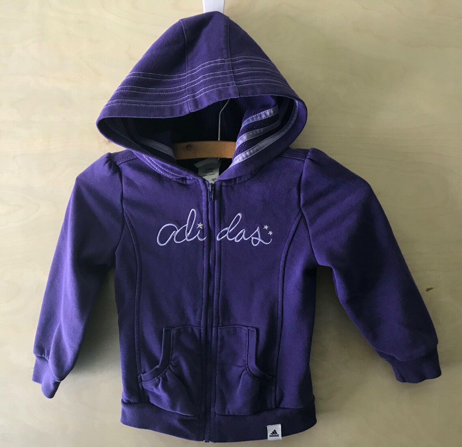 Toddler Girls Purple Adidas Hoodie Full Zip Size 3t Embroidered Logo