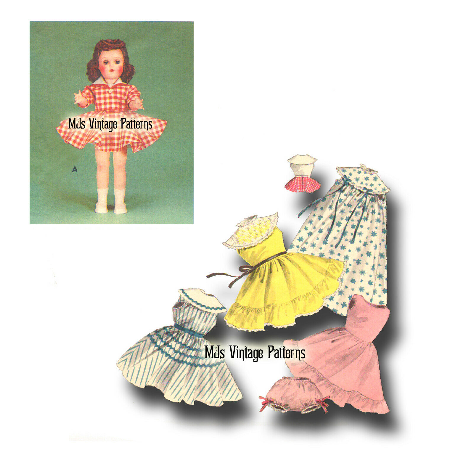 Vintage 50s Doll Clothes Dress Pattern 19" 20" Toni, Miss Revlon, Sweet Sue