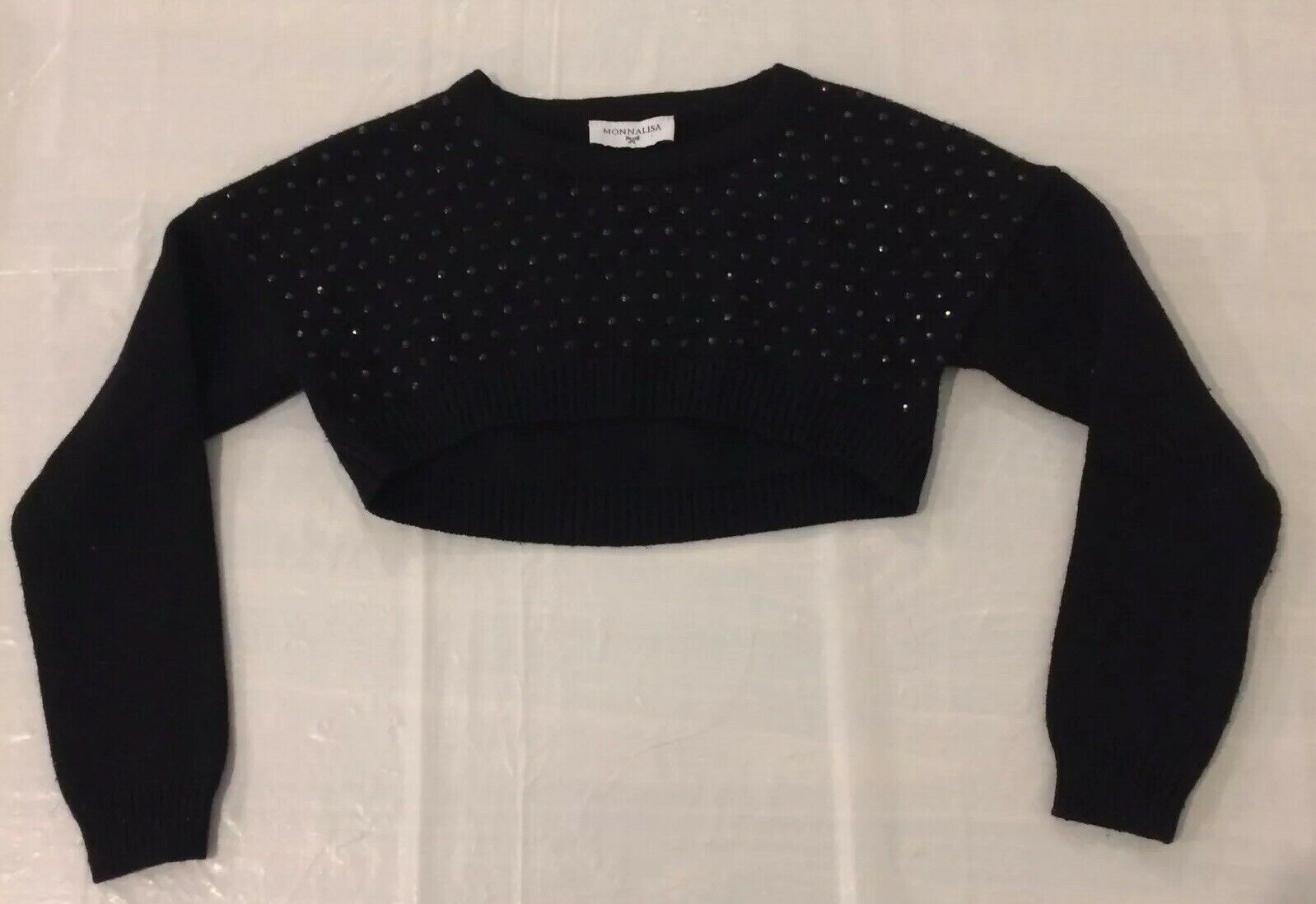 Monnalisa Black Sparkly Bolero Half Sweater Girl’s Size 4t