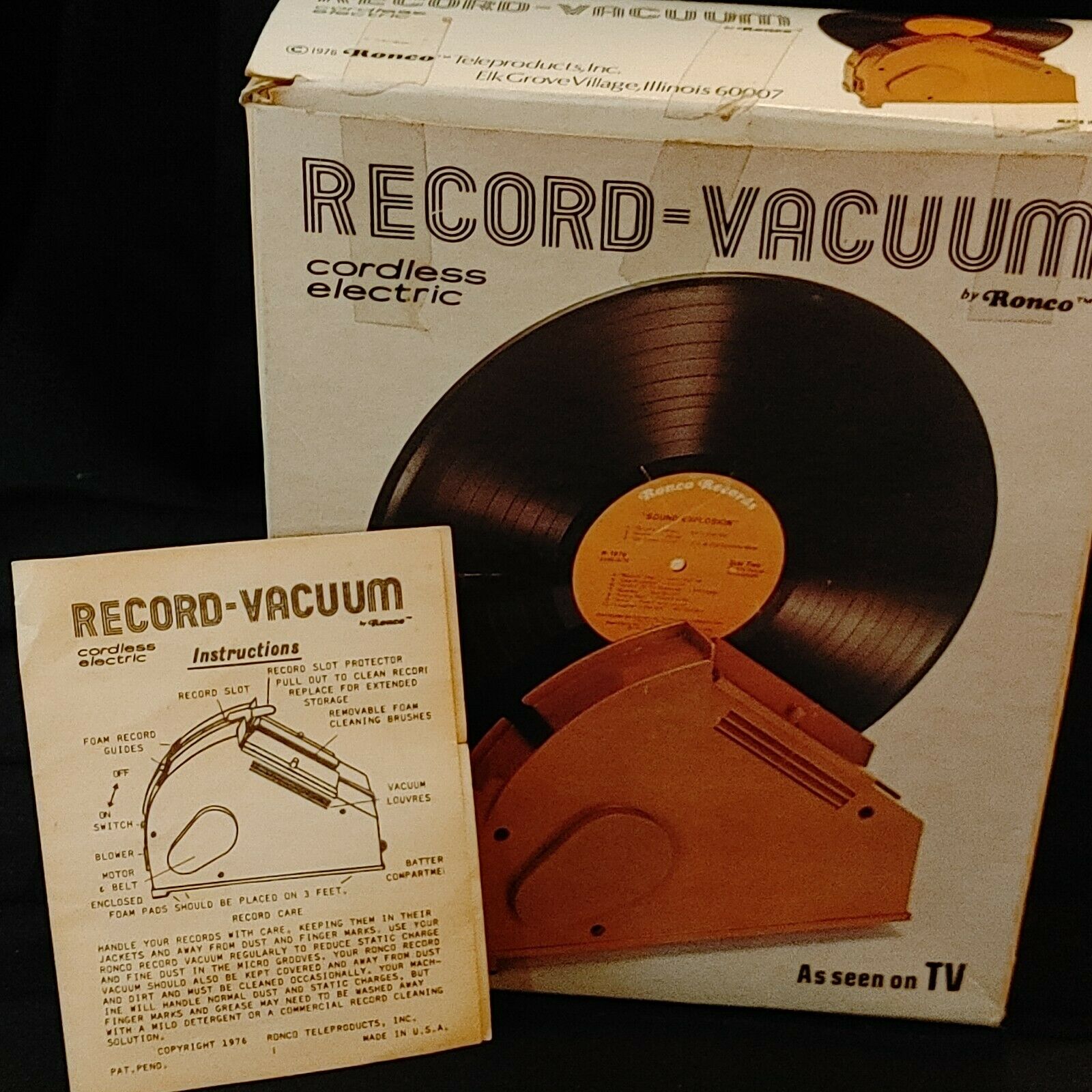 1976 70s Vinyl Record Vacuum Deep Cleaning Machine Brown Music Decor Untested