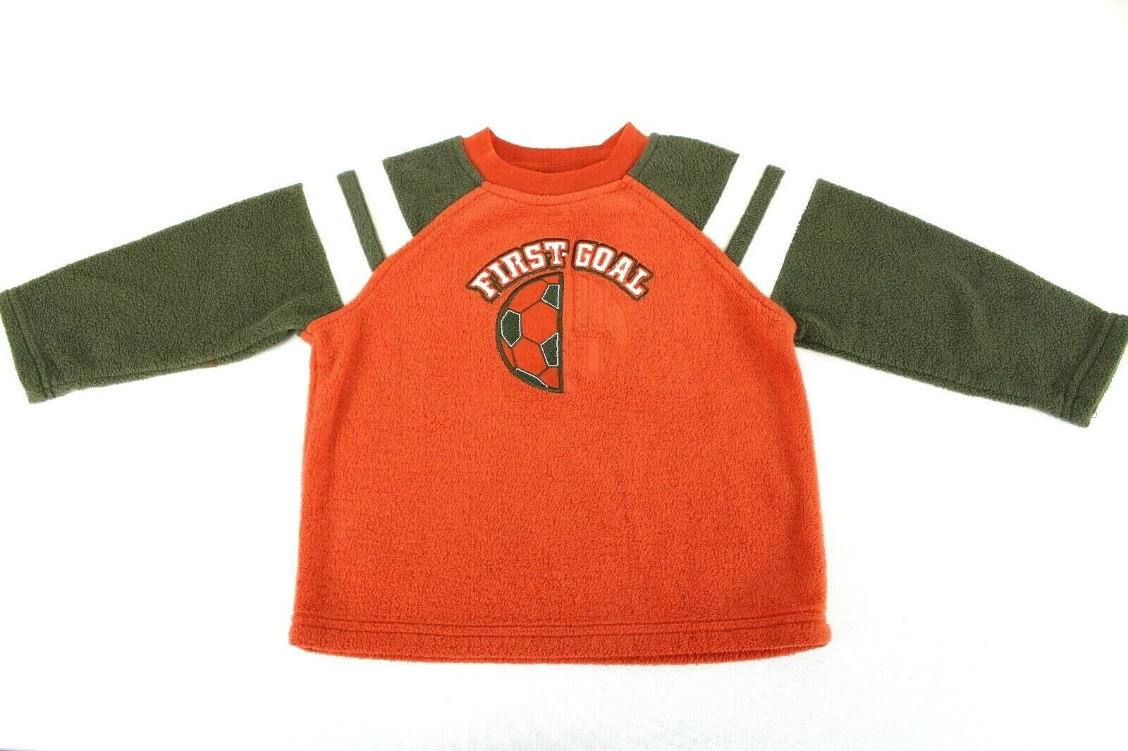Faded Glory Boy's 24 Months Orange/olive Sports Themed Pullover Sweatshirt