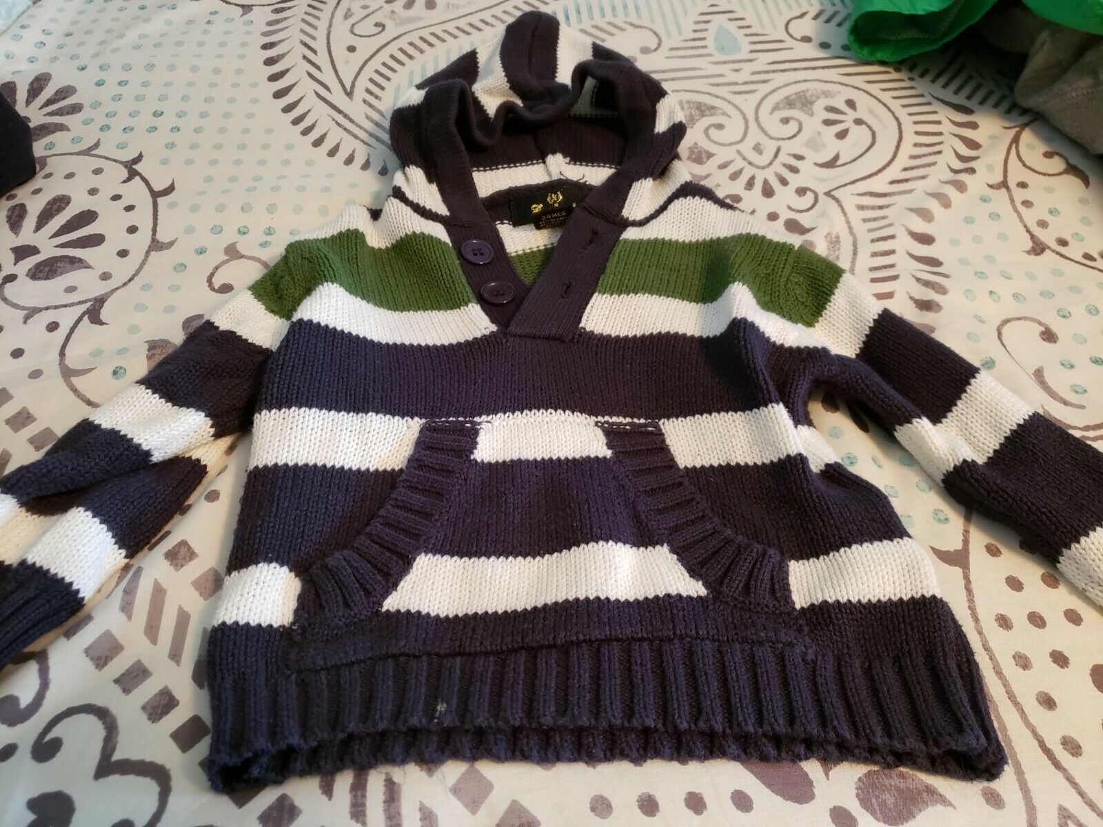 Lux Label Brand Boys Size 24 Month Sweater (stripes, Hood)