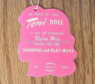 1950's Ideal Toni Doll  2 Sided Wrist Hang Tag  (reproduction)