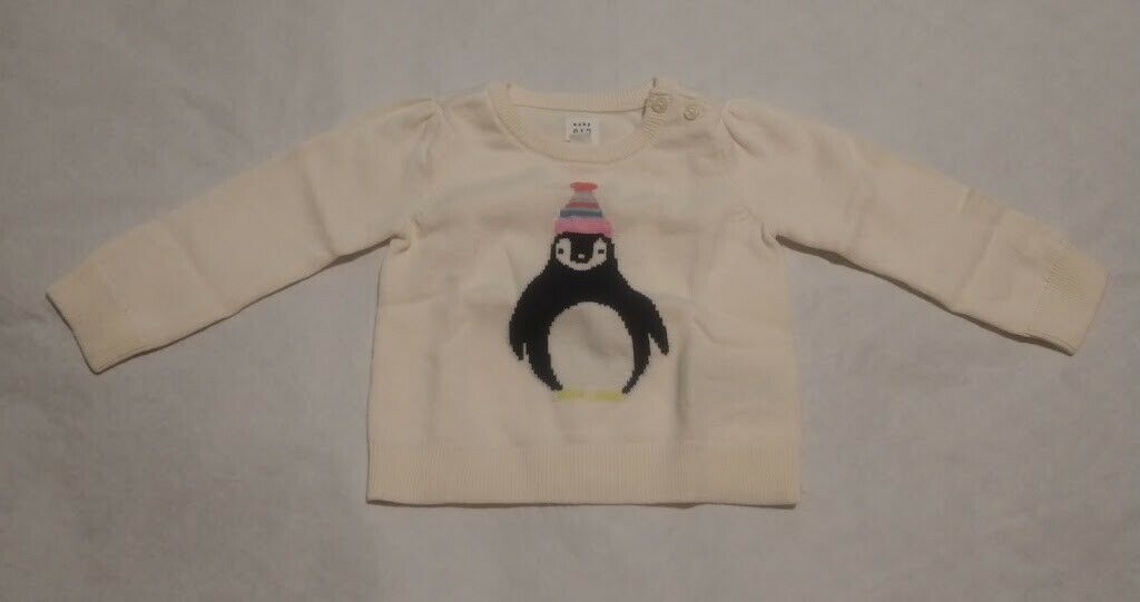 Nwt Baby Gap Girls Penguin Sweater Pullover 6-12 Months