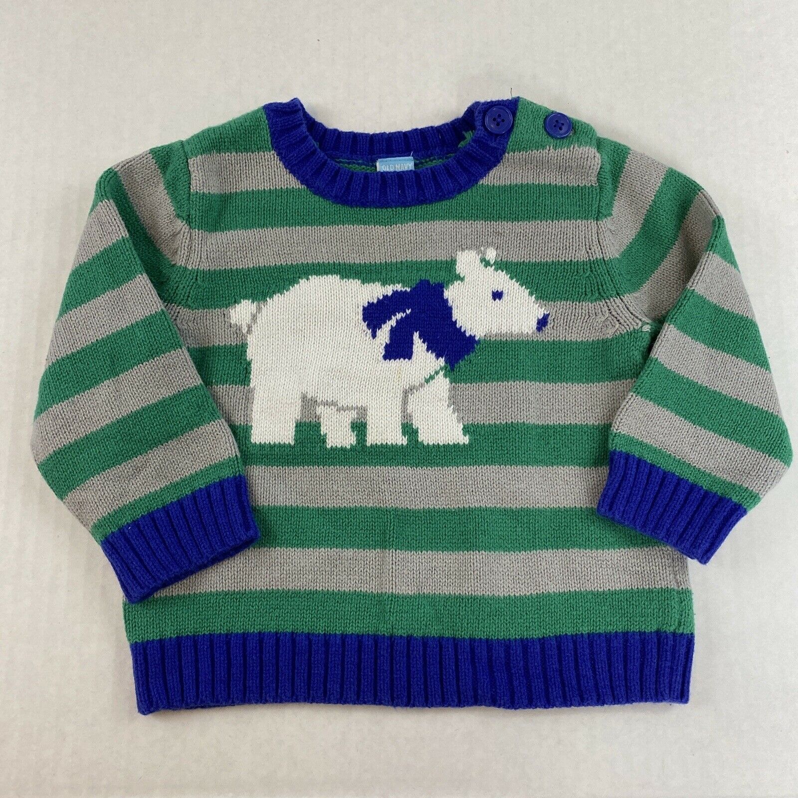 Old Navy Baby Polar Bear Knit Crew Pullover 3-6 Months