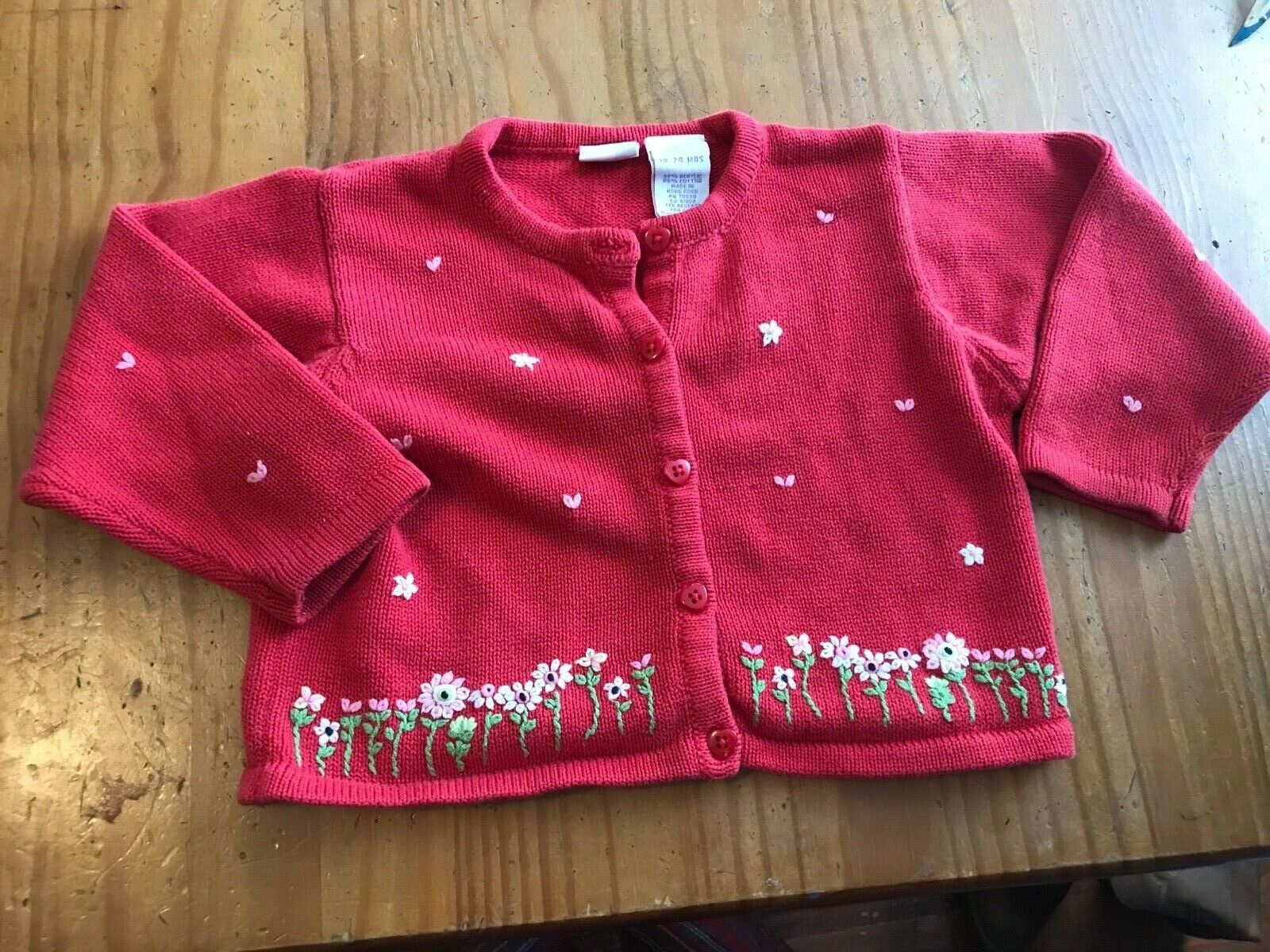 Gymboree Excellent Girls 18-24 Embroidered Red Cotton Blend Sweater